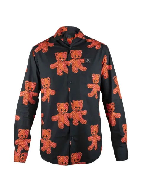 Philipp Plein teddy-print skull-patch shirt