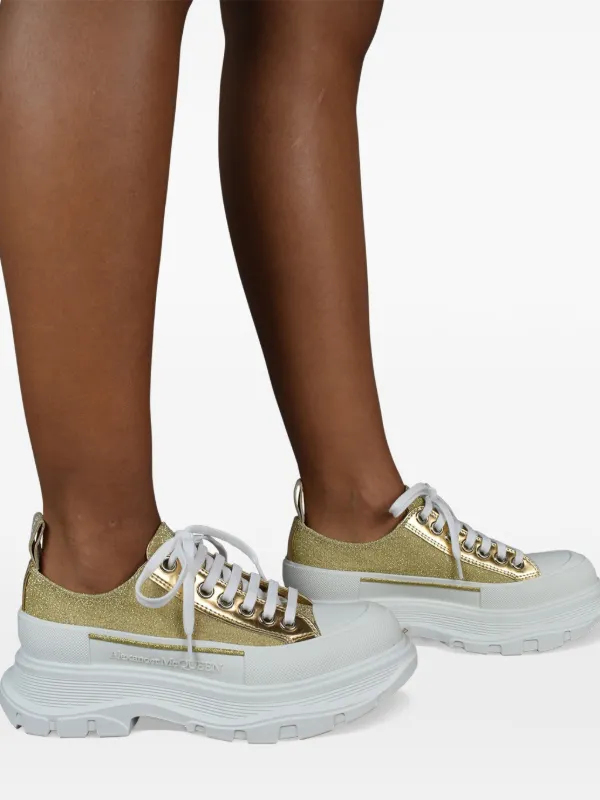 Alexander McQueen Tread Slick グリッタースニーカー | ゴールド 