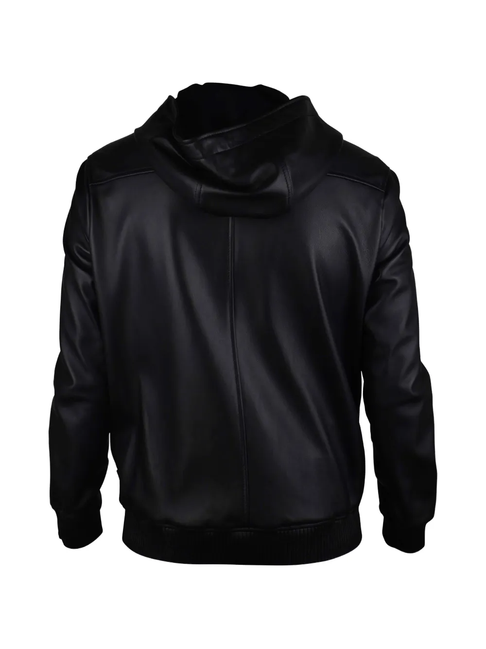 Philipp Plein Leren jack met capuchon Zwart
