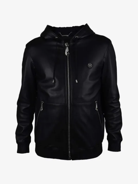 Philipp Plein chamarra de piel con capucha