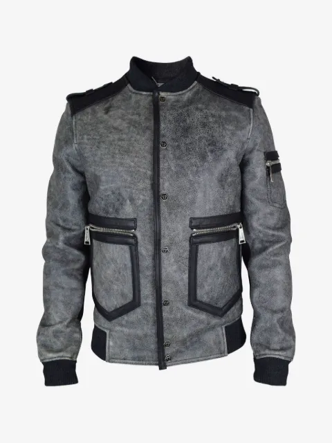 Philipp Plein logo button leather jacket