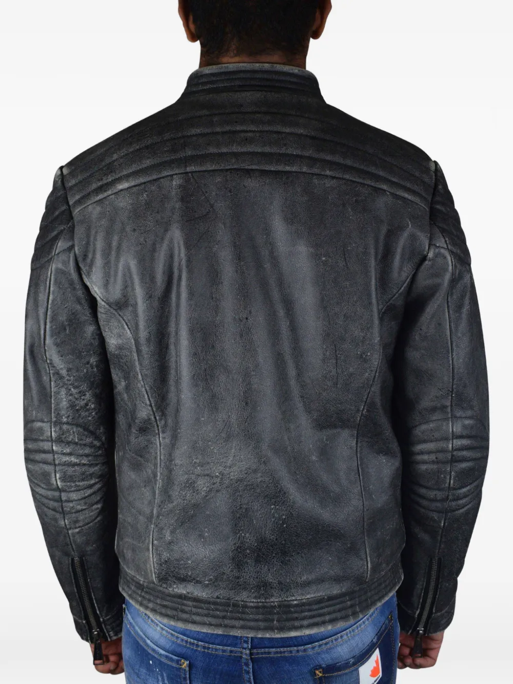 Philipp Plein Bikerjack met stiksels Grijs