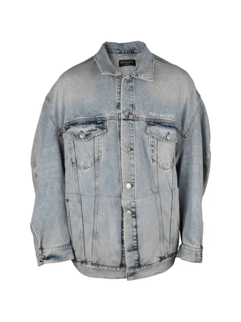 Balenciaga embroidered faded denim jacket