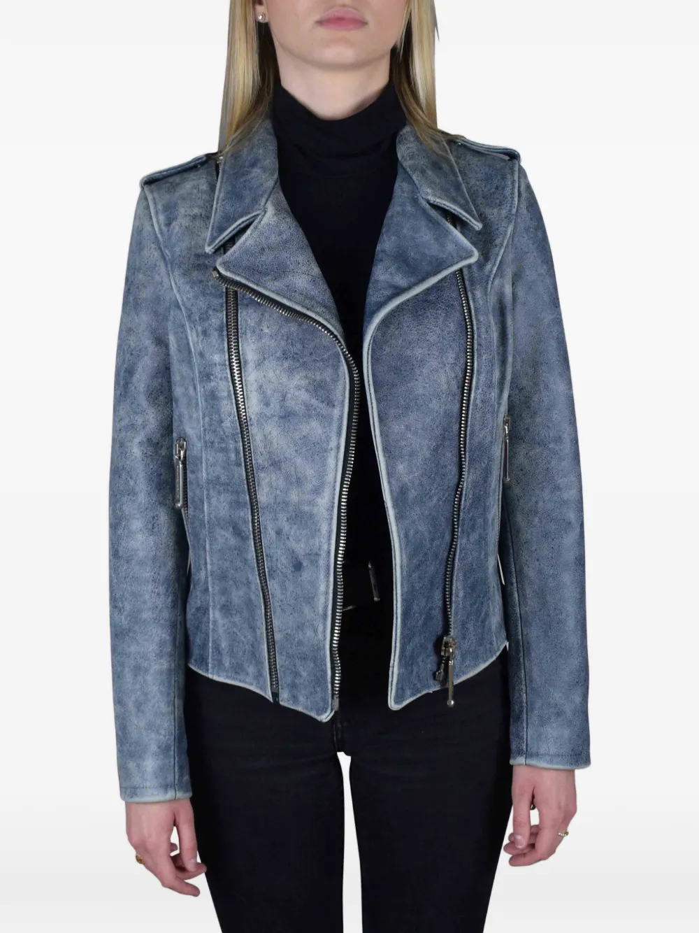 Philipp Plein Zilveren jack met rits Blauw