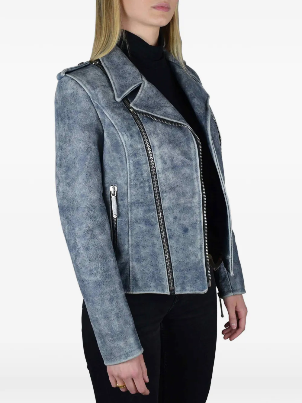 Philipp Plein Zilveren jack met rits Blauw