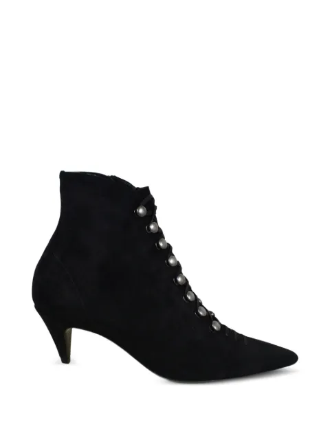 Saint Laurent 포인티드 토 미드 힐 부츠
