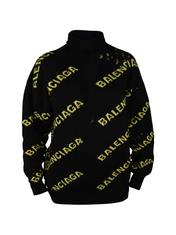 Balenciaga Logo Turtleneck Sweater in Black