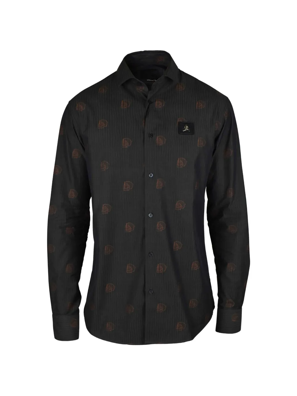 Philipp Plein Gestreiftes T-Shirt mit Totenkopf-Print - Grau
