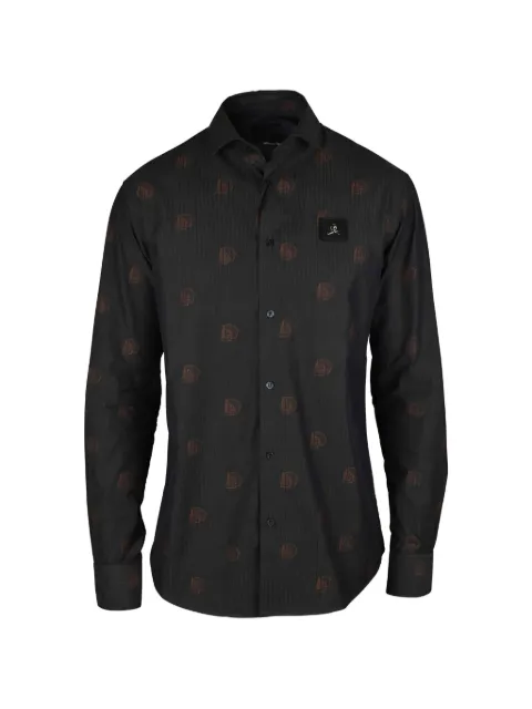Philipp Plein striped skull-print shirt
