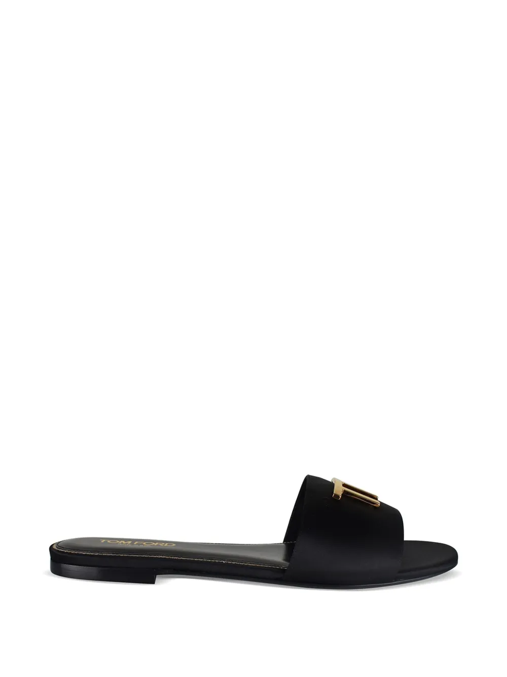 TOM FORD Leren sandalen met logo-reliëf Zwart