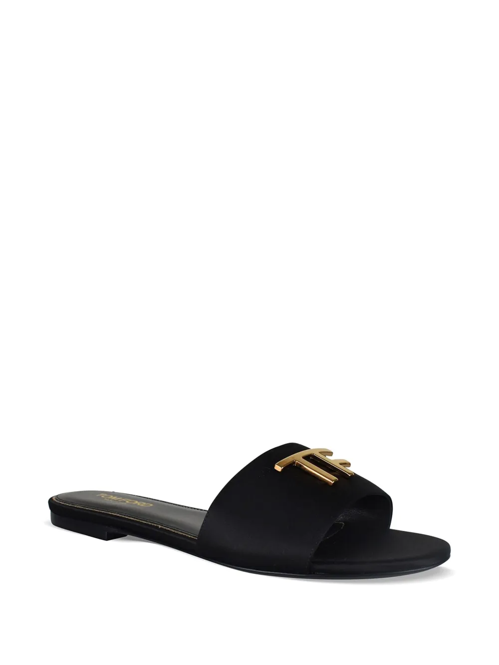 TOM FORD Leren sandalen met logo-reliëf Zwart