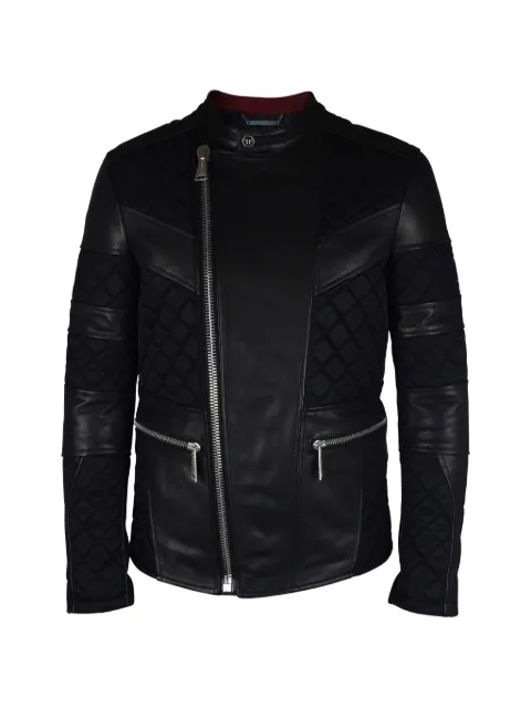 Philipp Plein quilted leather biker jacket