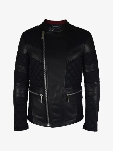 Philipp Plein quilted leather biker jacket