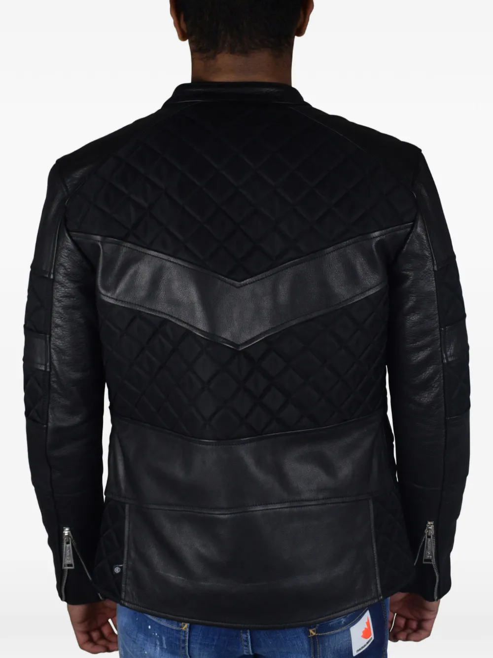 Philipp Plein Leren bikerjack Zwart