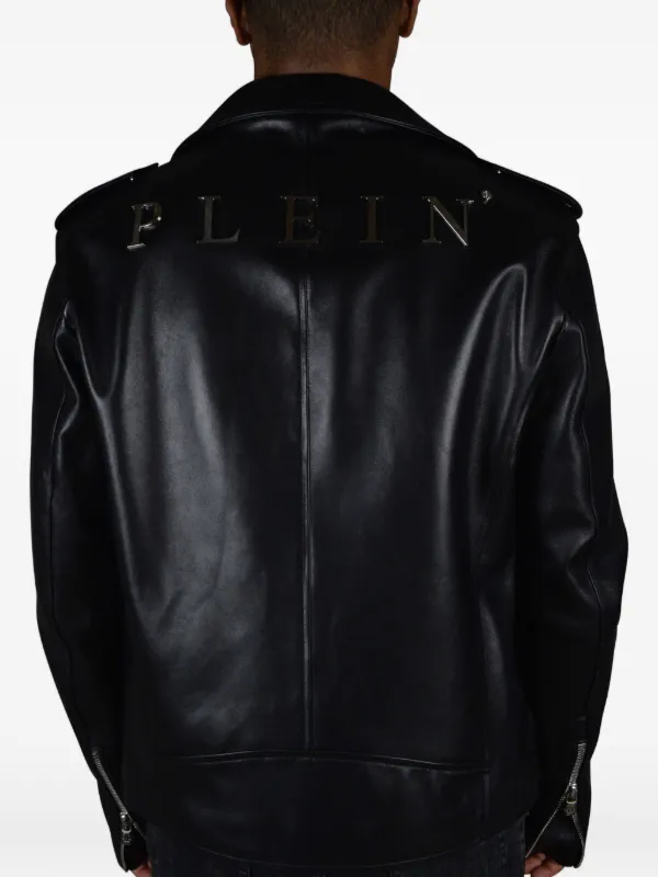 Philipp Plein レザー ライダースジャケット | ブラック | FARFETCH JP