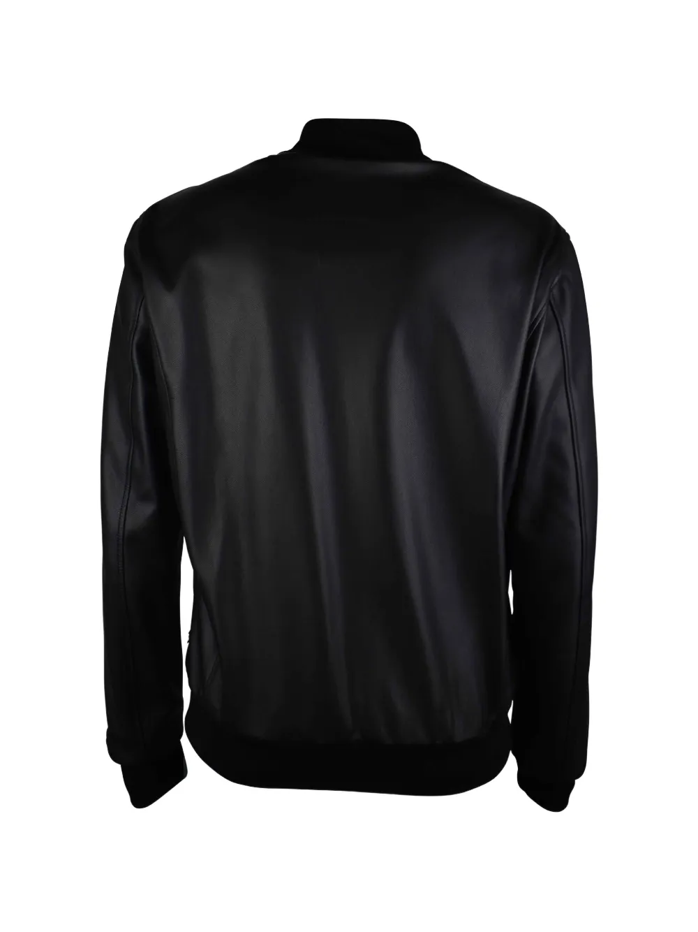 Philipp Plein Leren bomberjack met logo Zwart