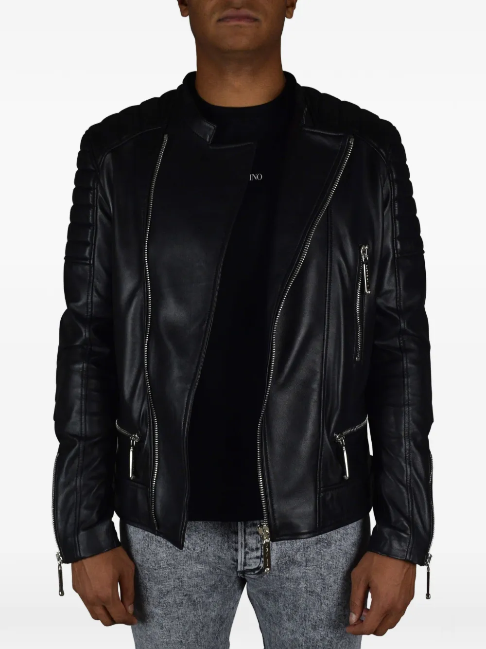 Philipp Plein Gewatteerd bikerjack Zwart