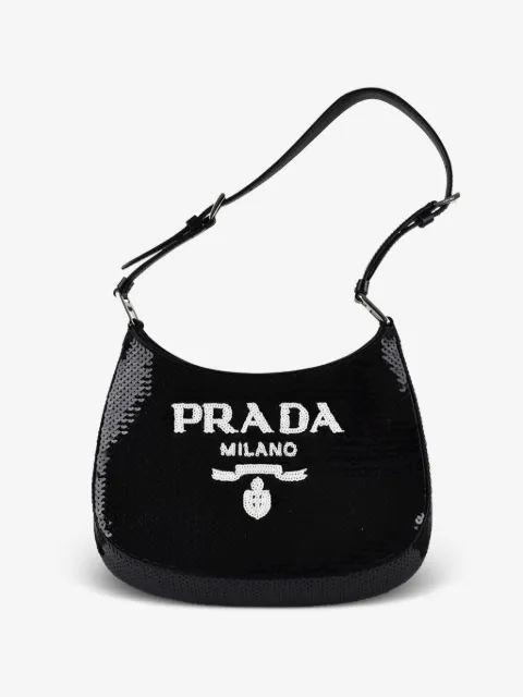 Prada сумка-тоут с пайетками и логотипом