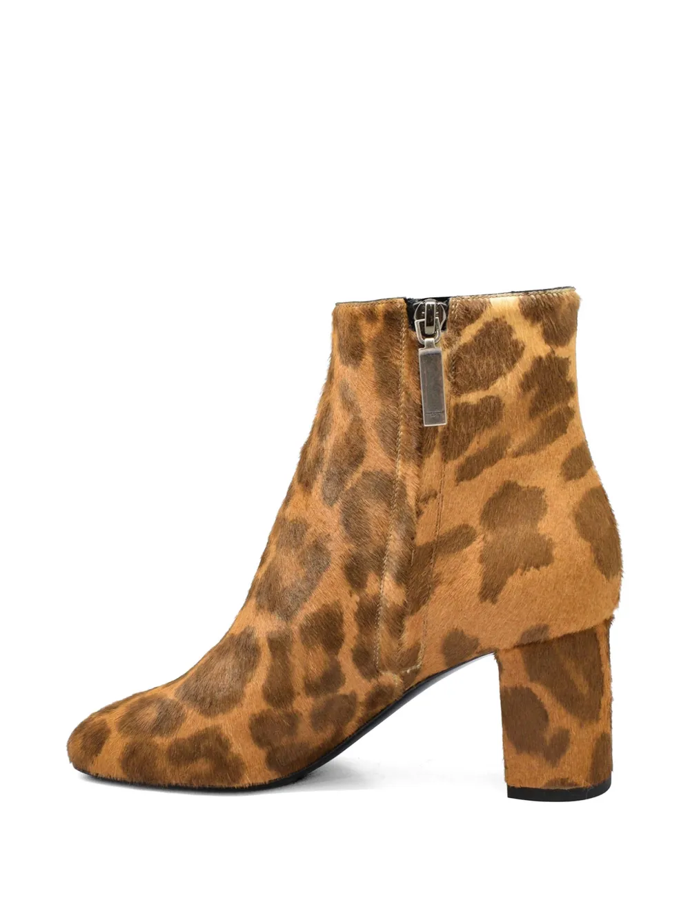 Saint Laurent Enkellaarzen met luipaardprint Beige