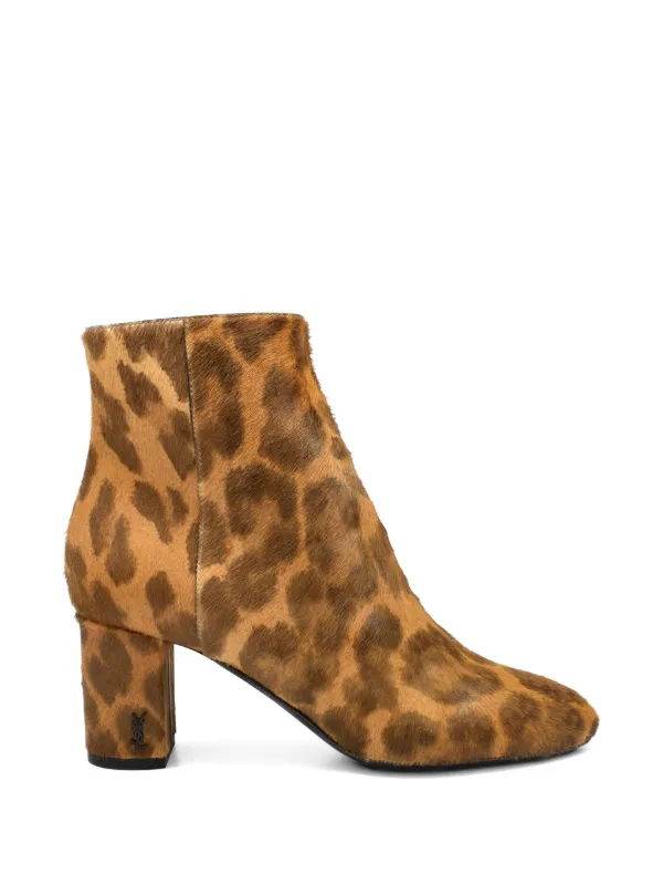 Saint Laurent Leopard Zipped Ankle Boots in Neutrals