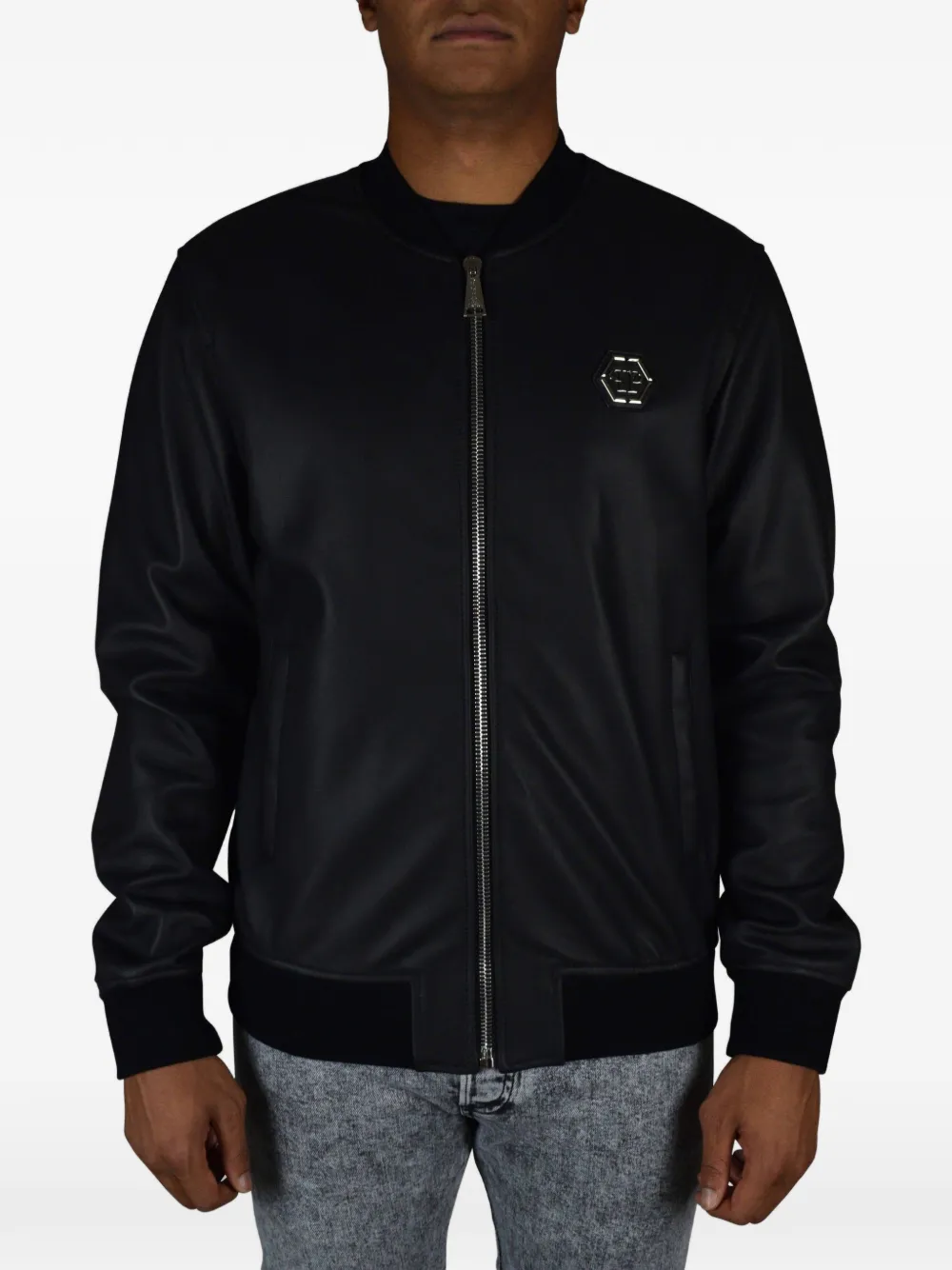 Philipp Plein Bomberjack met logoplakkaat Zwart