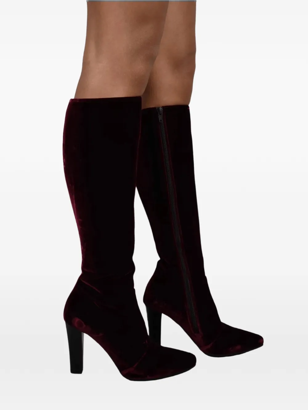 Saint Laurent Lily fluwelen laarzen Rood