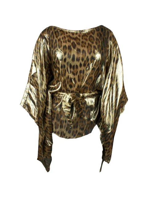 Roberto Cavalli caftán drapeado con estampado de leopardo