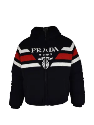 Prada Logo Hooded Down Jacket | White | FARFETCH