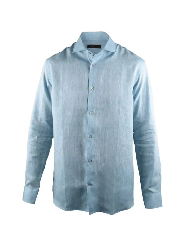Moorer Buttoned Long-sleeved Shirt in Blue