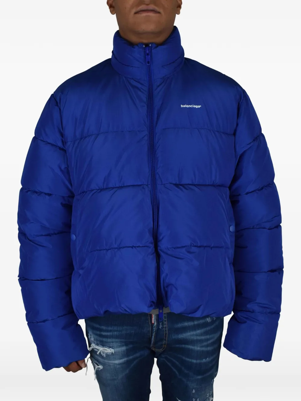 Balenciaga Gewatteerd jack met logo Blauw