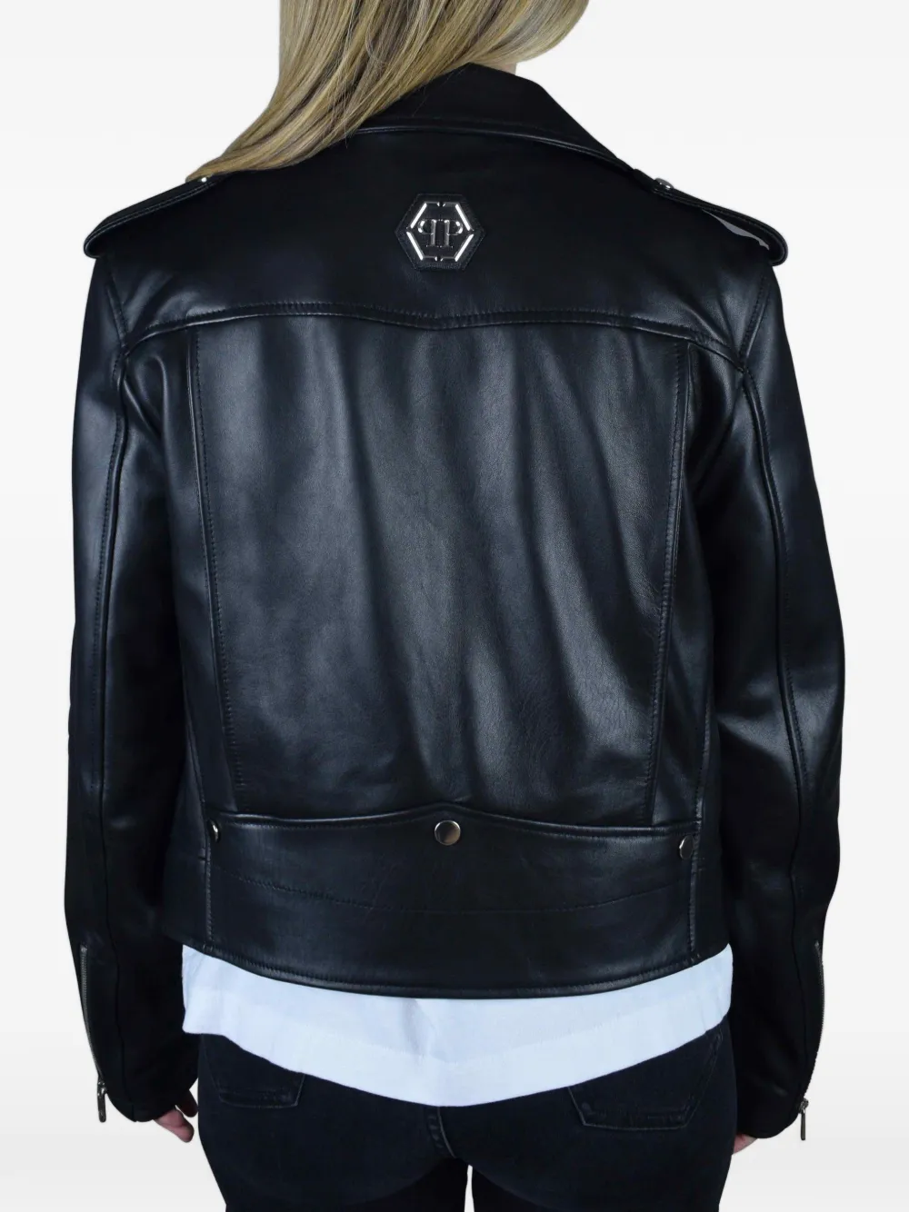 Philipp Plein Zilveren jack met rits Zwart