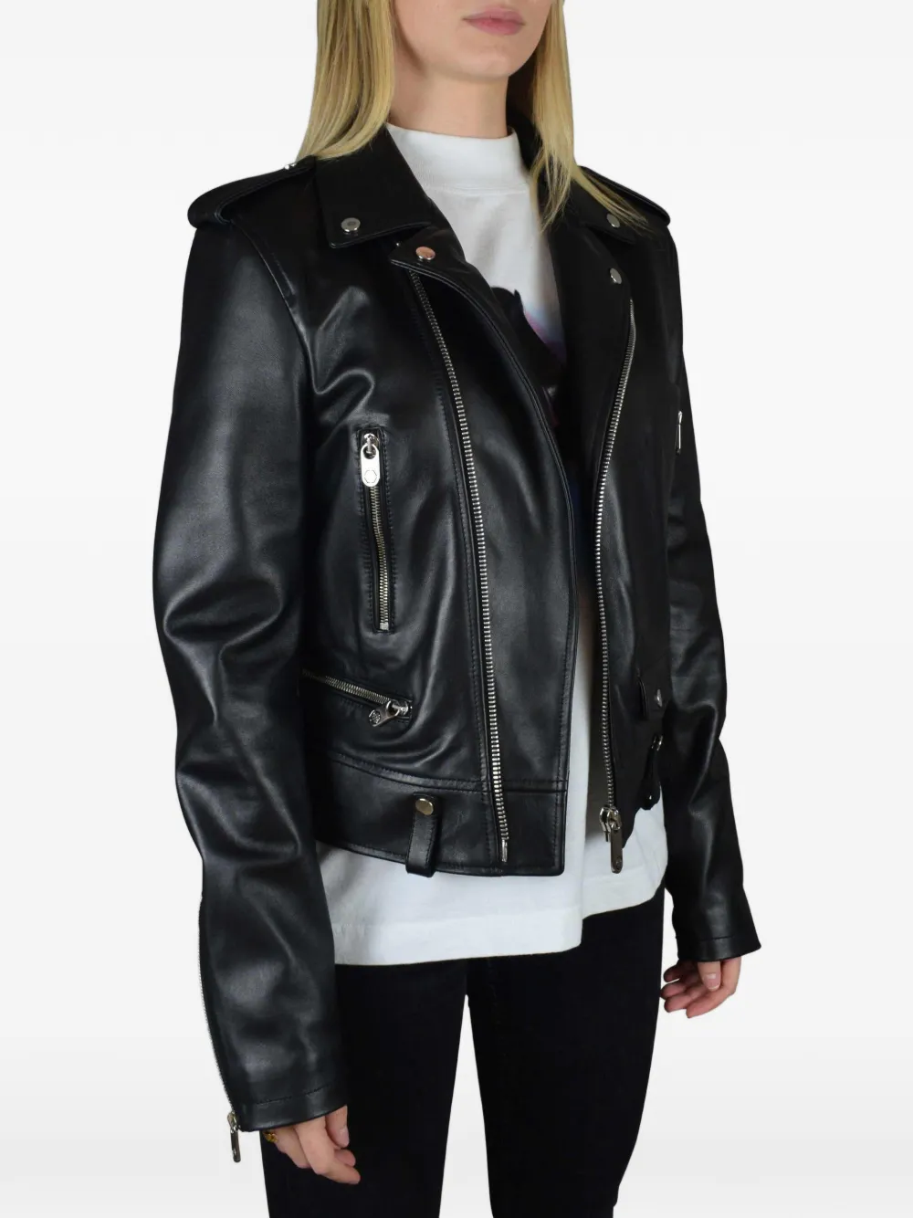 Philipp Plein Zilveren jack met rits Zwart