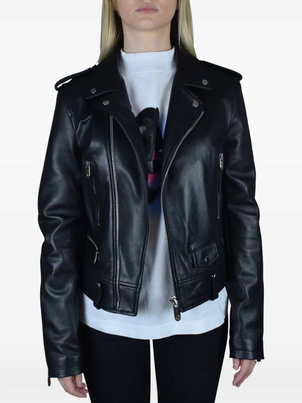Philipp Plein Zilveren jack met rits Zwart