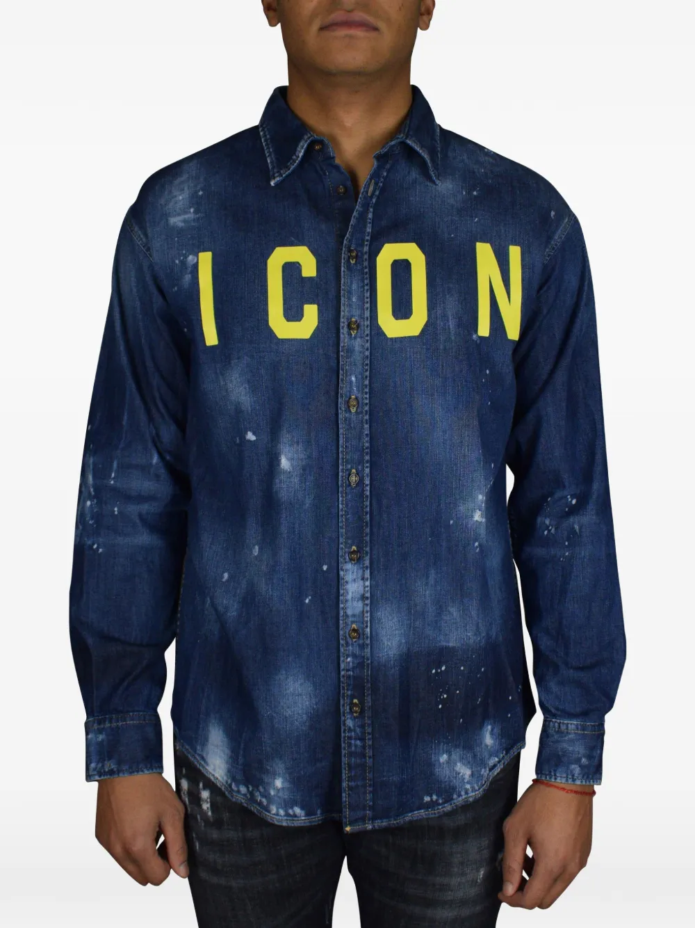 Dsquared2 Icon-print Denim Shirt In Blue