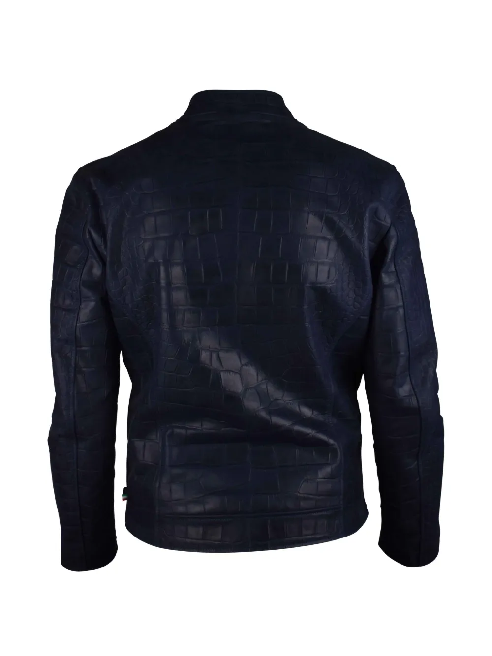 Philipp Plein Bikerjack met krokodillen-reliëf Blauw