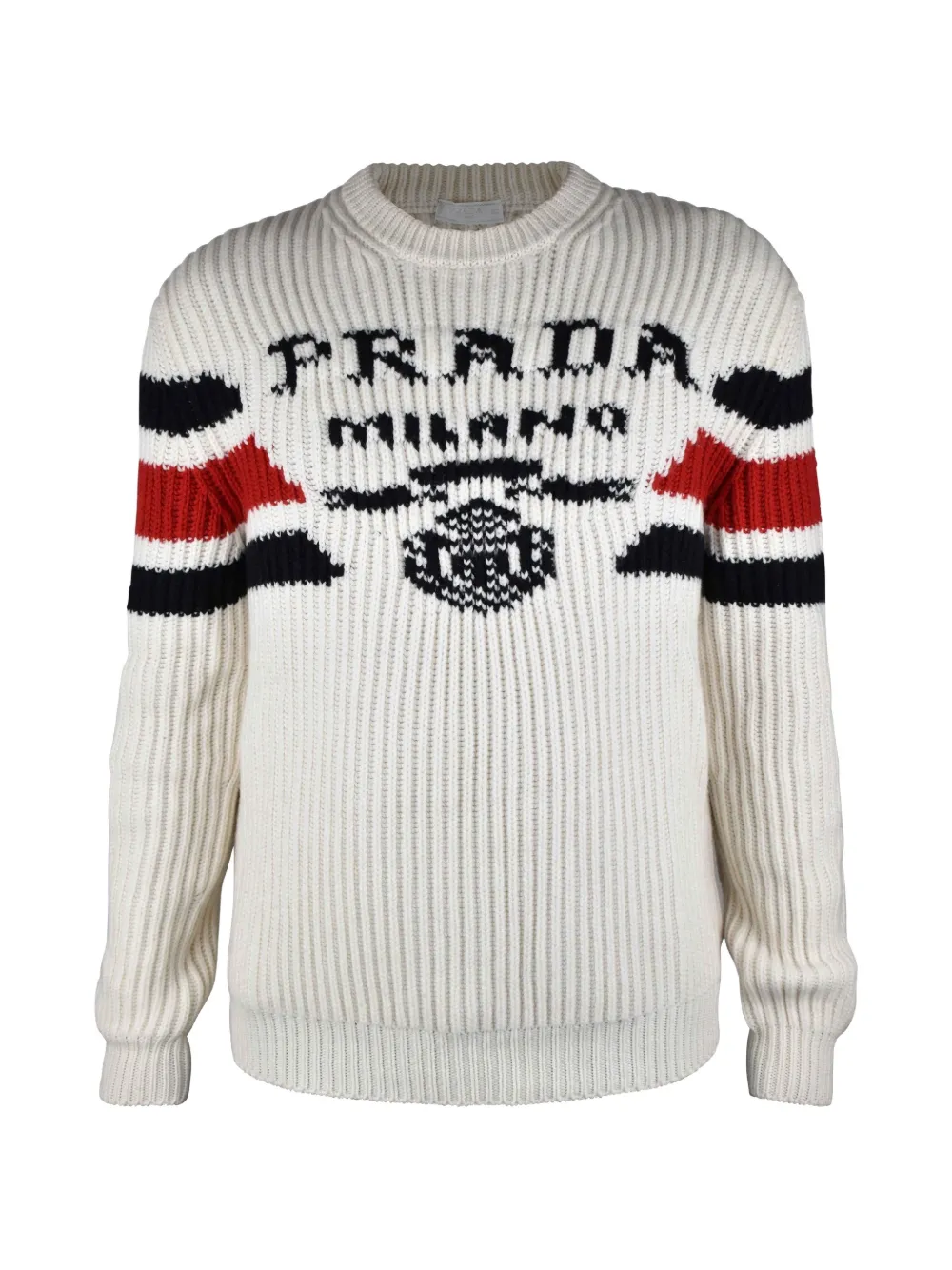 Prada logo striped cashmere sweater - Neutrals
