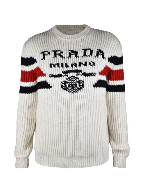 Prada logo striped cashmere sweater