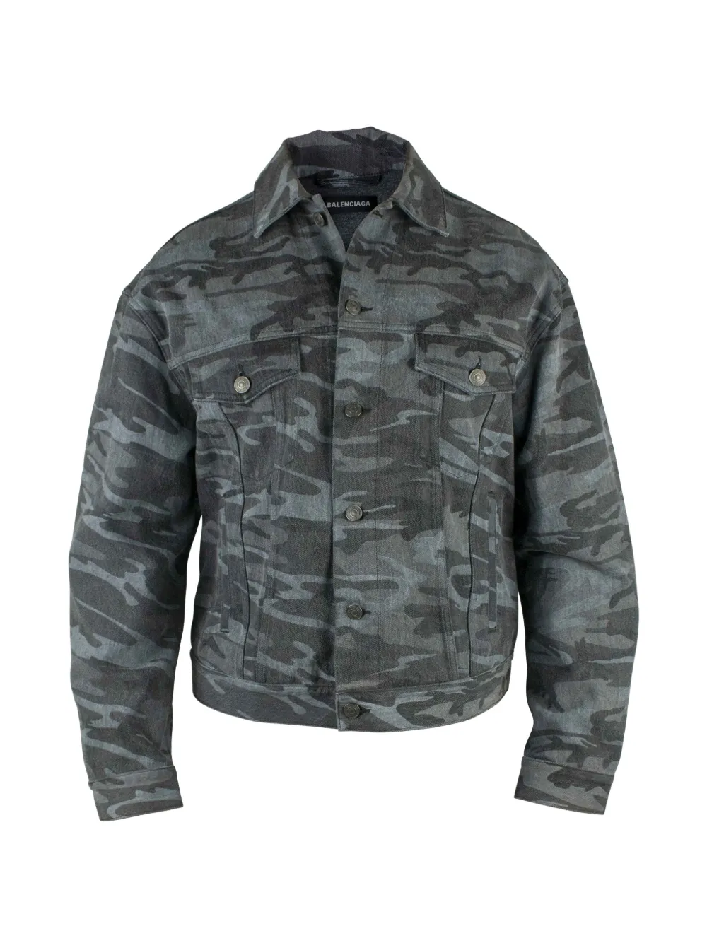 Balenciaga Giacca denim con stampa camouflage - Grigio