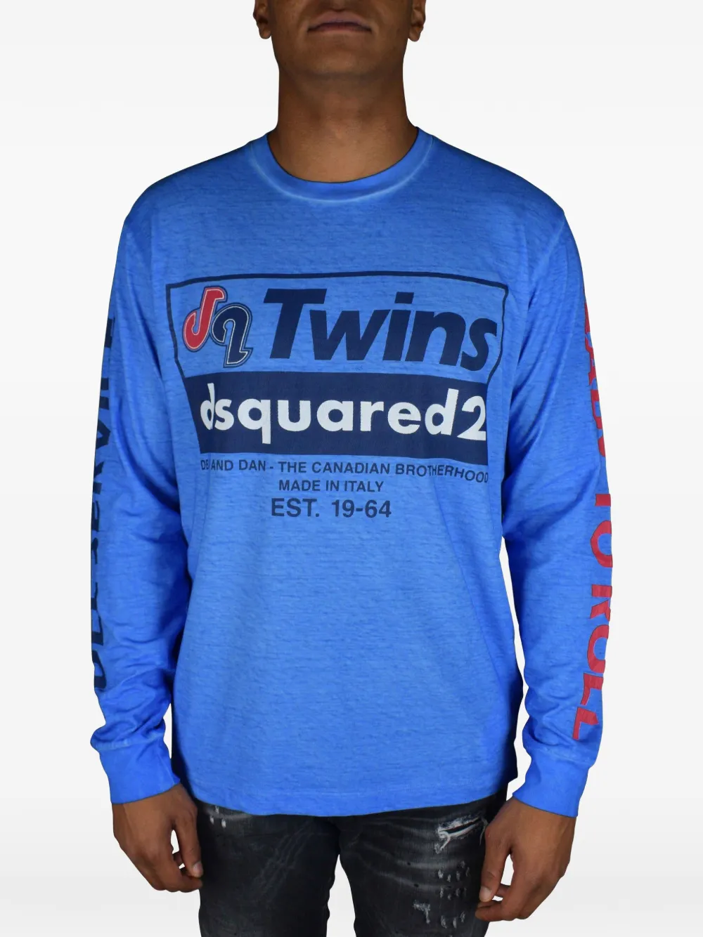 Dsquared2 Printed Long-sleeve T-shirt In Blue