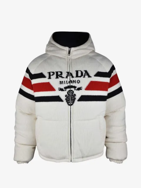 Prada logo hooded down jacket
