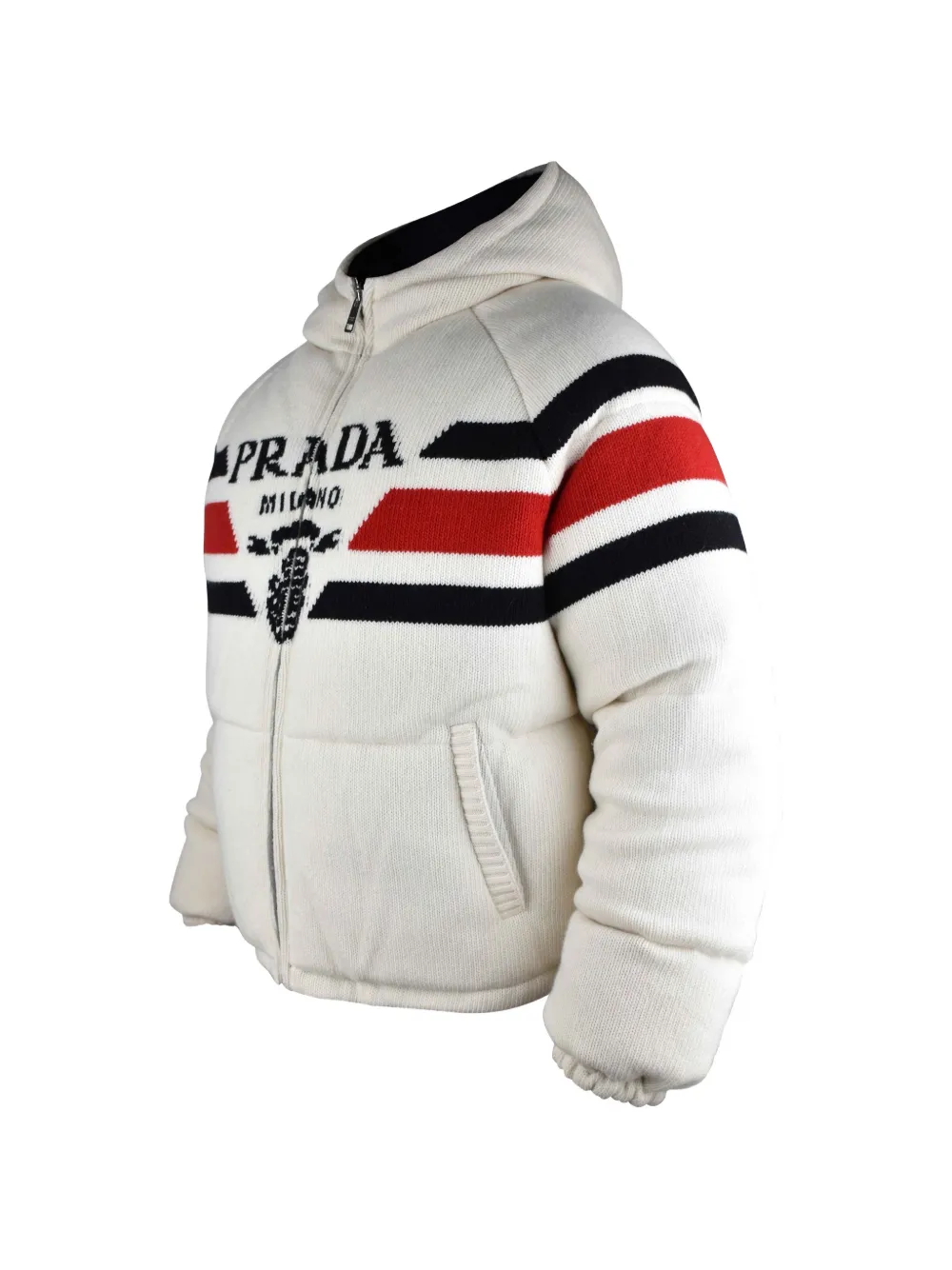 Prada Logo Hooded Down Jacket | White | FARFETCH