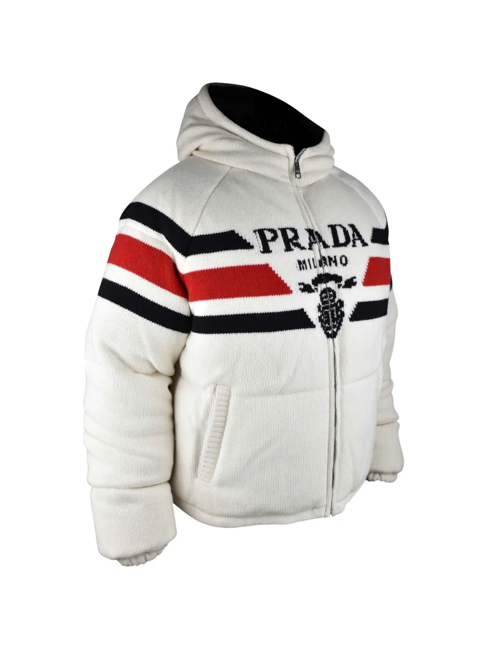 Prada Logo Hooded Down Jacket | White | FARFETCH