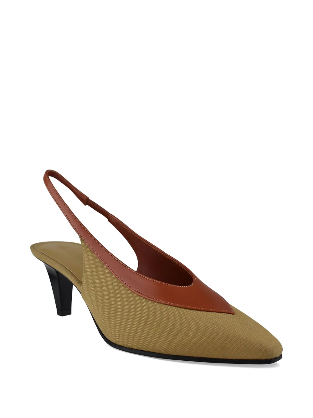 Loro Piana Rebecca canvas leather pumps Groen