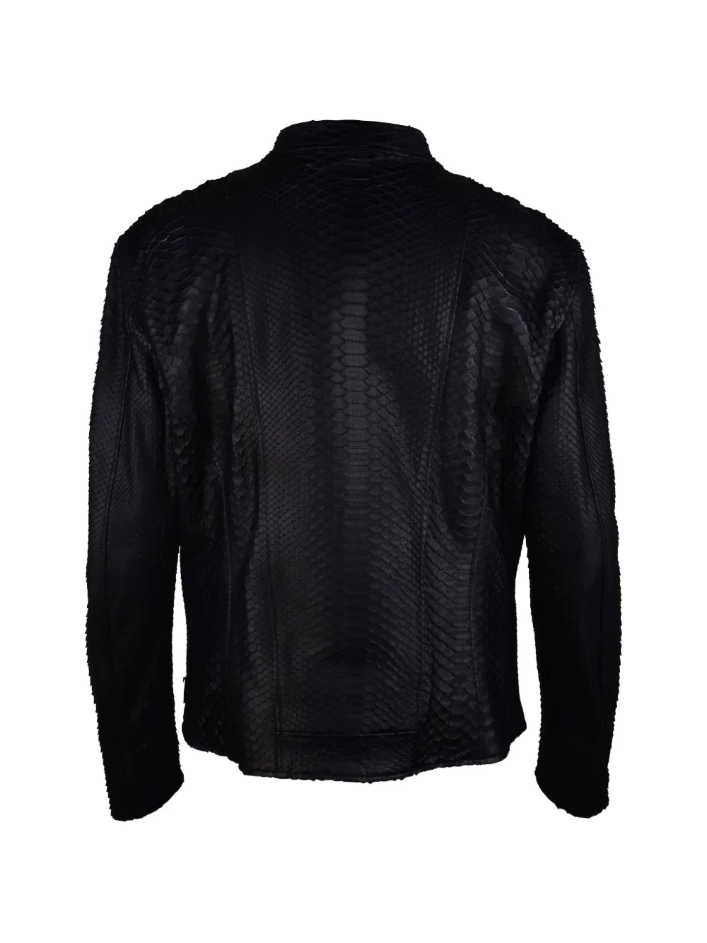 Philipp Plein Textured Python Leather Biker Jacket In Black