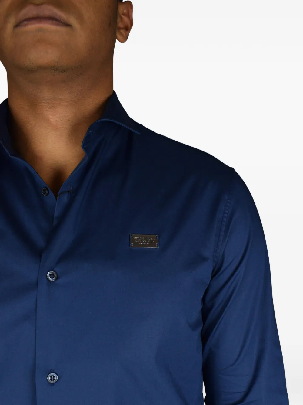 Philipp Plein Overhemd met logopatch Blauw