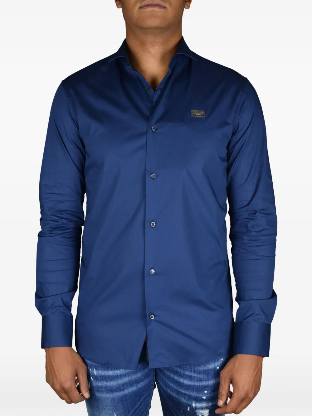 Philipp Plein Overhemd met logopatch Blauw