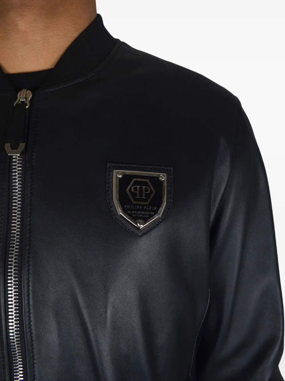 Philipp Plein Bomberjack met logoplakkaat Zwart