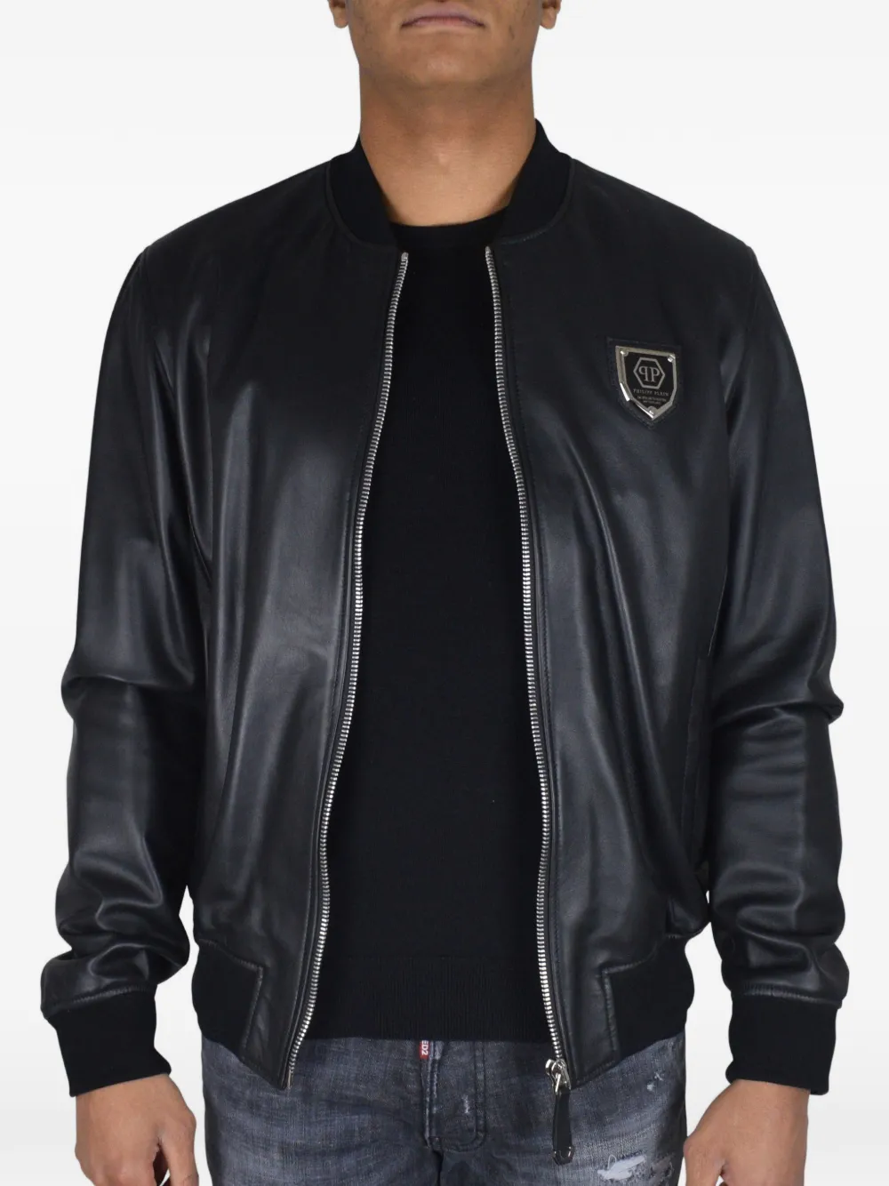 Philipp Plein Bomberjack met logoplakkaat Zwart