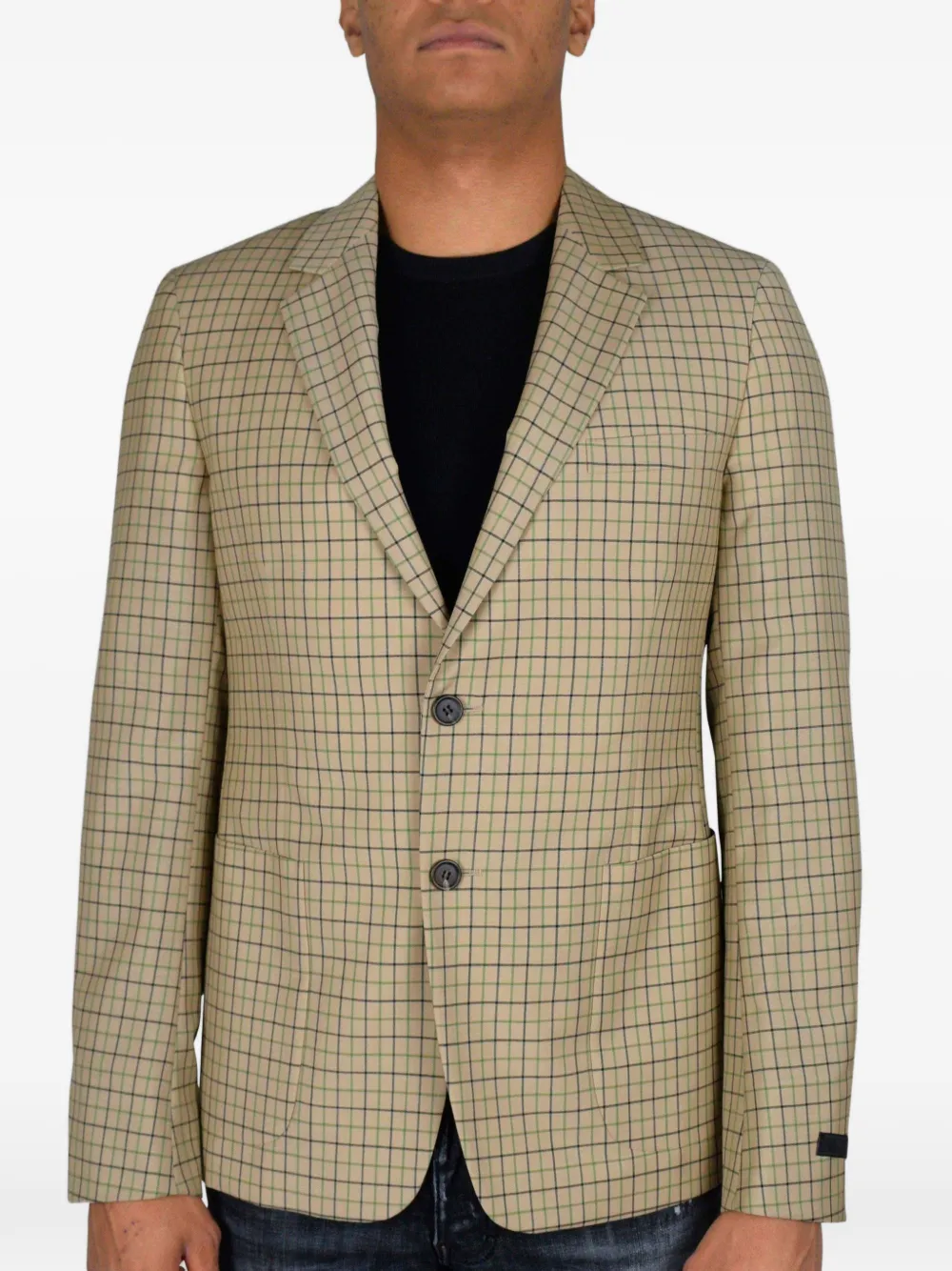Prada Check-pattern Blazer In Brown
