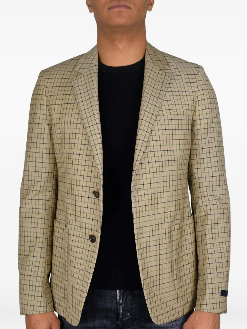 Prada Check-pattern Blazer In Brown